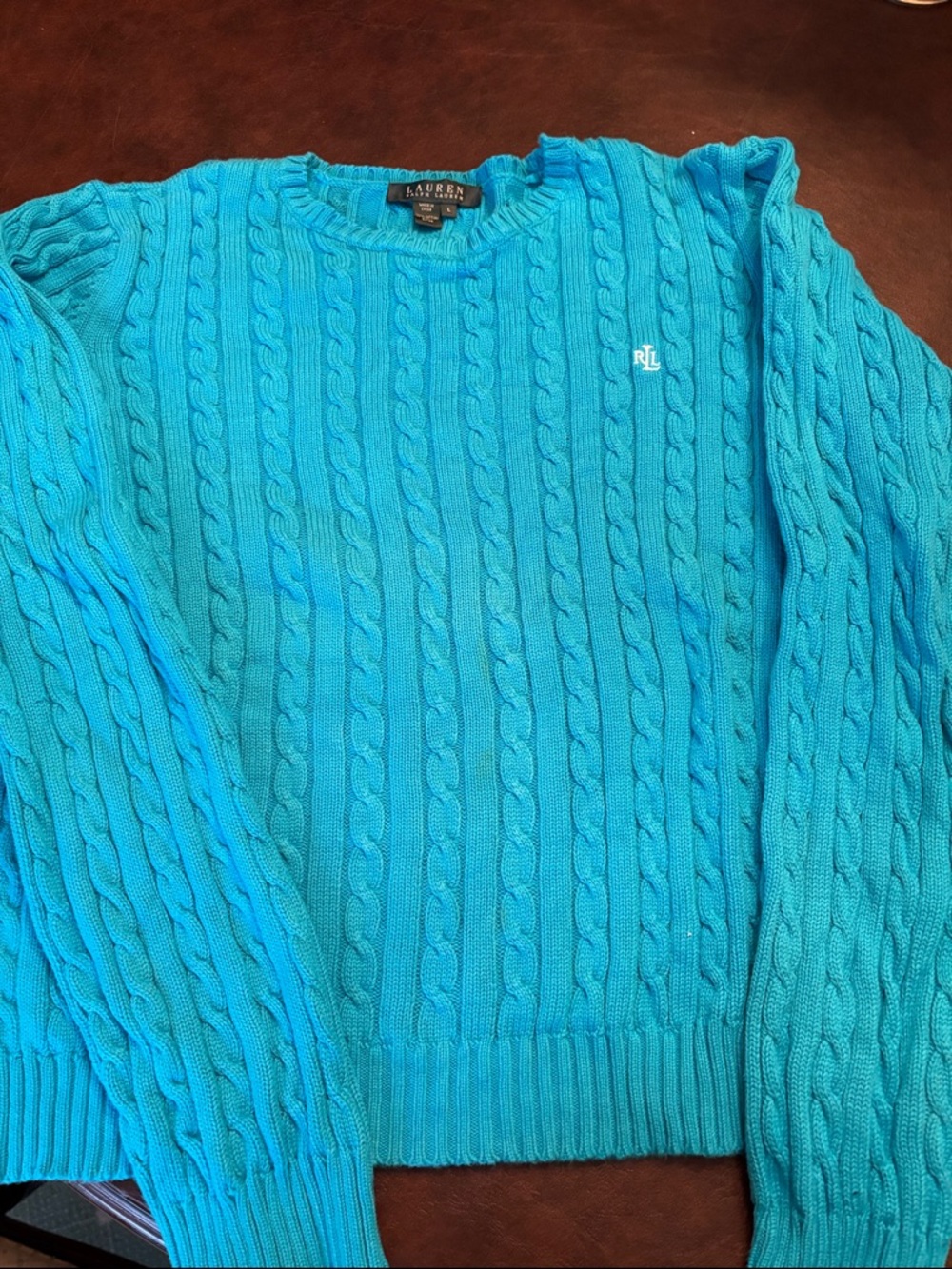 Lauren Ralph Lauren Women’s Cable-Knit Crewneck Sweater - Turquoise Blue